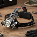 Imagem da oferta Lanterna Cabeça Recarregável 3 Led Luz Branca 4 Modos Ajustável Camping Trilha Corrida Trabalho Mãos Livres Bateria Recarregável Cabo Incl