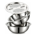 Imagem da oferta Kit Tigela Inox 6 em 1 com Escorredor e Ralador Cortador Bowl Multifuncional Macarrão Alimentos