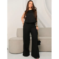 Imagem da oferta Conjunto Alfaiataria Calça Pantalona E Cropped Linho