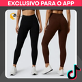 Imagem da oferta Kit 2 Calças Legging Arara Sport Poliamida Canelada Cintura Alta Sem Transparência