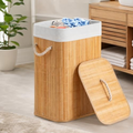 Imagem da oferta Cesto Roupa Suja Bambu 60L com Tampa e Forro