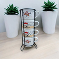 Imagem da oferta Jogo De 4 Xicaras Porcelana Feliz Natal Com Suporte de Metal