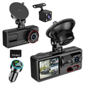 Imagem da oferta Câmera De Carro 1080p Fhd Com Dupla Câmera (frontal E Traseira), Visão Noturna, Tela Ips 2.0'' Dashcam, Ângulo De 170°, Wdr, Cartão De 64gb Incl