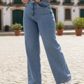 Imagem da oferta Calça Jeans Pantalona Wide Leg Barra Larga Cintura Alta