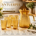 Imagem da oferta Kit Jarra 1l Com 6 Copos 200ml Vidro Âmbar 7 Peças Bebidas