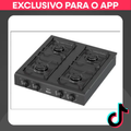 Imagem da oferta Cooktop Fogão Compacto Clarice 4 Bocas Mesa Preto Fosco Textura Trempes Esmaltadas Gás ...