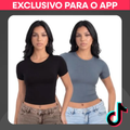 Imagem da oferta kit 2 blusa feminina baby look academia feminina blusinha feminina casual