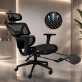 Imagem da oferta Cadeira Ergonômica Escritório Reclinável Vmstark com Apoio para Pés Ajuste Lombar Pescoço até 150kg (Preto)