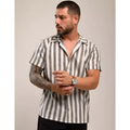 Imagem da oferta Camisa Masculina Listrada Manga Curta Algodão Slim Premium