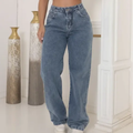 Imagem da oferta Calça Jeans Wide Leg Feminina Cintura Alta Sem Lycra Stillge