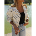 Imagem da oferta Jaqueta Feminina Vintage Nova com Estampa de Poá Manga Longa Design de Bainha com Cordão Simples e Elegante Fashio