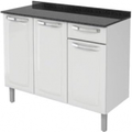 Imagem da oferta Balcão De Cozinha Itatiaia Aço 3 Portas 1 Gaveta Com Tampo De 105 Cm Modelo Rose Branco Neve