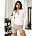 Imagem da oferta Jaqueta Fitness Com Zíper Frontal E Dedeira Branco P-m: 36-40 Liso
