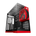 Imagem da oferta Gabinete Gamer Geometric Future Model 5 Redragon Spec Preto e Vermelho ATX Sem Fans Plataforma para Action Figures Painéis Vidro Temperad