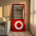 Imagem da oferta Espelho de Chão Retangular Clássico em Formato de MP3 Player com Corpo de Alumínio Vermelho e Roda de Clique Branca
