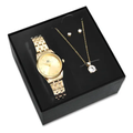 Imagem da oferta Kit Relógio Colar E Brincos Dourado Saint Germain 28mm