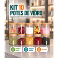 Imagem da oferta Kit com 10 potes hermetico de vidro com tampa de bambu