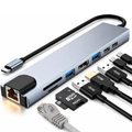 Imagem da oferta Adaptador Hub USB-C 8 em 1 com HDMI 4K, VGA, RJ45
