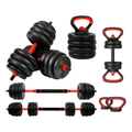 Imagem da oferta Kit Halteres 6 Em 1 Peso Musculação Até 40kg Ajustável Halter, Kettlebell, Anilha Cor Preto-vermelho + E-book