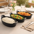 Imagem da oferta Kit Com 05 Travessas Canoa Plástico Preto 24cm, Petisco Preto