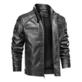 Imagem da oferta Jaqueta De Couro Masculina Slim Forrada Sem Capuz