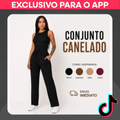 Imagem da oferta Kit Feminino: Calça Wide Leg Pantalona com Bolsos + Regata Blusa Elegante