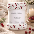 Imagem da oferta Manta Casal Macia Quentinha Microfibra Antialérgica Cereja Cereja 1.1 G Branca