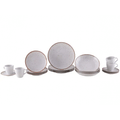 Imagem da oferta Aparelho de Jantar 20 Peças Tramontina Redondo Porcelana Branco e Marrom Mare