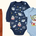 Imagem da oferta Kit 9 Peças Body Bebê Menino Algodão Inverno Manga Longa