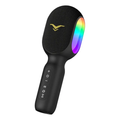 Imagem da oferta Microfone de Karaokê Bluetooth Sem Fio 5-em-1 Portátil com Alto-Falante Integrado e Luzes RGB Dinâmicas Mini Máqui