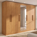 Imagem da oferta Guarda-Roupa Casal Móveis Lopas Easy Slim 8 Portas Espelho Marrom Moderno