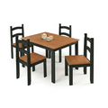 Imagem da oferta Conjunto de Mesa com 4 Cadeiras em Madeira Maciça Cor Preto Com Mel