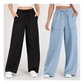Imagem da oferta Kit 2 Calça Feminina Pantalona Moletom Com Bolso Moletinho