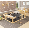 Imagem da oferta Cama Montessoriana Casal Giulia Madeira Maciça com Grade Natural - Casatema