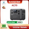 Imagem da oferta Estação de energia portátil BLUETTI AC70 1000W 768Wh LiFePO4 bateria Controle remoto inteligente para fonte de alimen