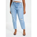 Imagem da oferta Calça Cropped Jeans Trendyol Collection Mom Destroyed Azul