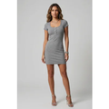 Imagem da oferta Vestido Feminino Mango Curto Ajustado Decote Redondo Cinza