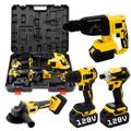 Imagem da oferta Kit 4em1 Ferramentas Martelete Esmerilhadeira Lixadeira Parafusadeira Chave Impacto 2 Baterias 128v