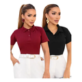 Imagem da oferta Kit 2 Blusas Polo Feminina Algodão Premium (várias cores)