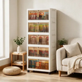 Imagem da oferta Armário Multiuso Caixa Armazenamento Dobrável 55cm 5 Andares Marrom Transparente-creme Branco