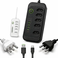 Imagem da oferta Extensão Elétrica 5 Tomadas 6 Usb 2500w Régua Bivolt Cabo 2m Preto-5tomadas4usb-a2usb-c 127220v