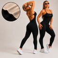 Imagem da oferta Macacão Fitness Forrado Feminino Longo Em Suplex Academia Preto M (36 Ao 40)