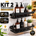 Imagem da oferta Kit 2 Suportes Organizadores p Banheiro Adesivo de Metal Preto