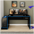 Imagem da oferta Mesa Escrivaninha Computador PC Gamer Preto Azul Preto