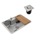 Imagem da oferta Docol Cuba de Sobreporembutir 64x44 com Acessórios e Lixeira para Cozinha DocolMassima Aço inox - Cod.Novo: 90016116016 Cod.Antigo: 01611616