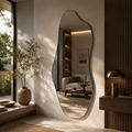 Imagem da oferta Espelho Mirano Orgânico Madrid 100x40cm Lapidado Design Luxo Suporte