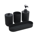 Imagem da oferta LYOR - Conjunto 4 Peças de Bambu e PP para Banheiro Preto - Porta-sabonete líquido, Porta-escova de dentes, Saboneteira, Porta Algodão