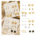 Imagem da oferta Kit 14 Pares De Brincos Minimalista Elegante Perola Zirconia Dourado