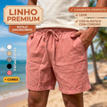 Imagem da oferta Bermuda Short Masculino Linho Premium Mauricinho Moda Praia Verão Casual