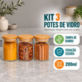 Imagem da oferta Kit 3 potes de vidro 210ml com tampa de bambu